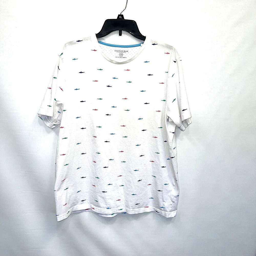 Cactus Man T-Shirt Men’s Extra Large Multicolor Fish 100% Cotton Ricky Singe